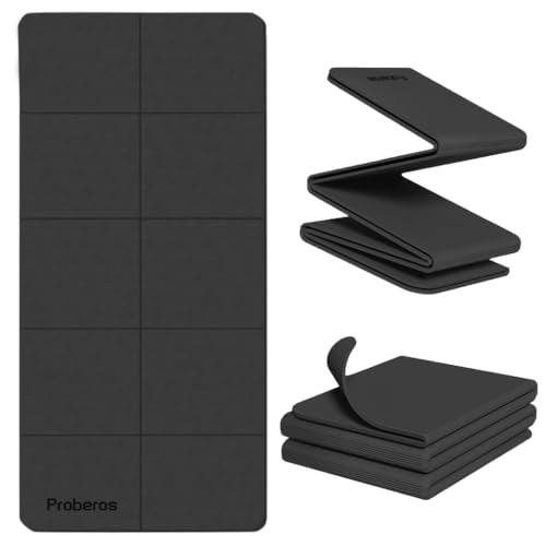 Proberos® Folding Yoga Mat with Carry Bag TPE Yoga Mat Anti-Slip 5mm Thicken Fitness Yoga Mat for Men Women Pilates Mat for Home Workout, Gym, Travel, 72x24 inches, Black Proberos® Folding Yoga Mat with Carry Bag TPE Yoga Mat Anti-Slip 5mm Thicken Fitness Yoga Mat for Men Women Pilates Mat for Home Workout, Gym, Travel, 72x24 inches, Black